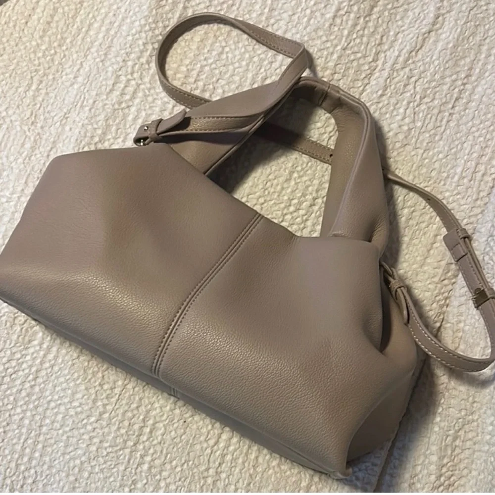 Polene Soft Beige Leather Shoulder Bag - Picture 1 of 3